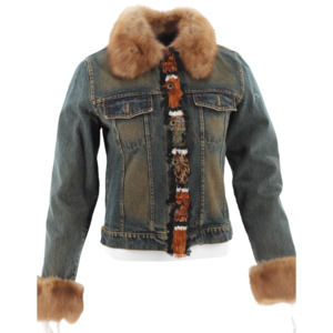 La Fiorentina Vintage Denim Jacket with Feather detail